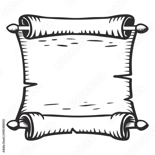 Ancient scroll with rolled edges, reminiscent of medieval manuscripts, historical themes, fantasy settings, educational materials, middle ages.