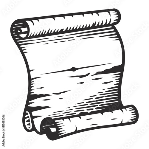 Ancient scroll with rolled edges, reminiscent of medieval manuscripts, historical themes, fantasy settings, educational materials, middle ages.