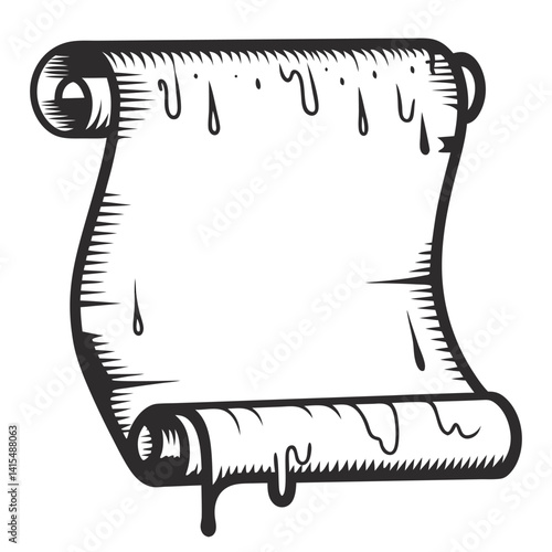 Ancient scroll with rolled edges, reminiscent of medieval manuscripts, historical themes, fantasy settings, educational materials, middle ages.