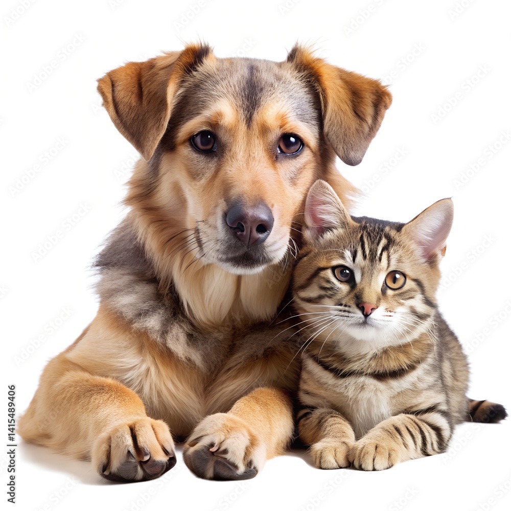 Obraz premium cat and dog sitting