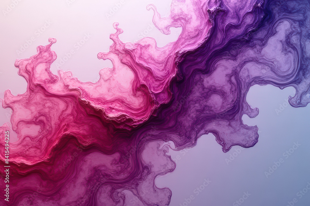 Fototapeta premium Mesmerizing Ink in Water: Close-Up Swirling Patterns of Lime and Pale Violet Red