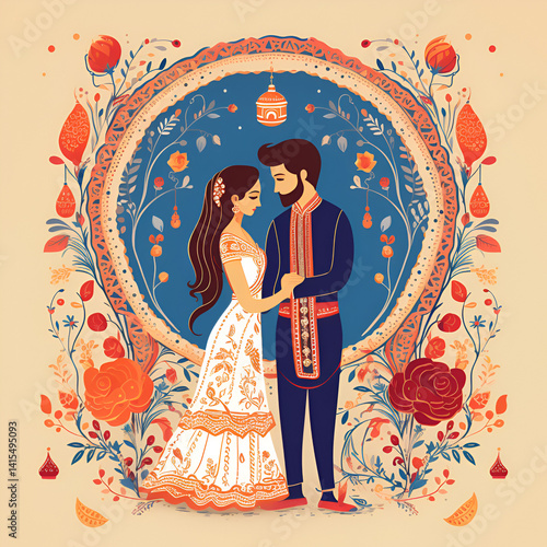 bride and groom in wedding dress