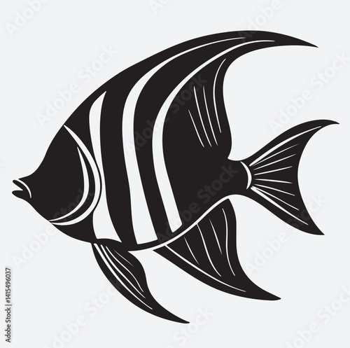 angelfish silhouette vector art illustration, vector illustration of a fish