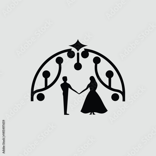 Konstfotografi Elegant Couple Silhouette Under Ornate Arch Wedding Design