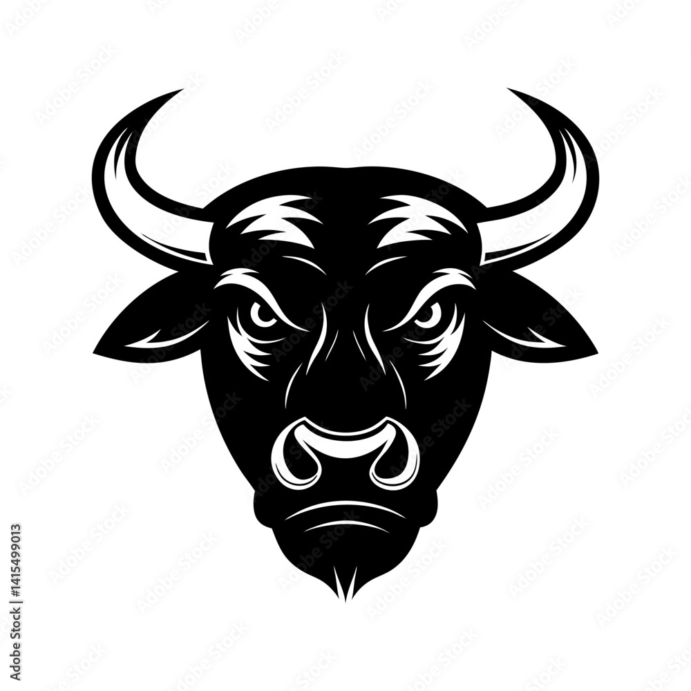 Aggressive Black Bull Illustration, icon, logo Aggressive Black Bull Illustration, icon, logo