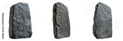 Weathered stone monoliths in irregular shapes isolated on transparent PNG image perfect for ancient ruins or fantasy terrains