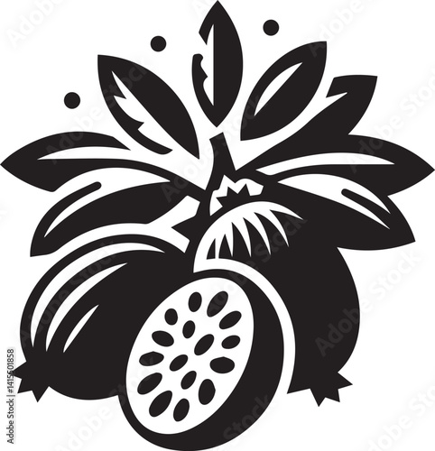 Fruits and berries stencil collection of vector images art illustrations
