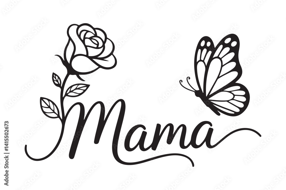 custom made wallpaper toronto digitalMama Butterfly Rose Drawing