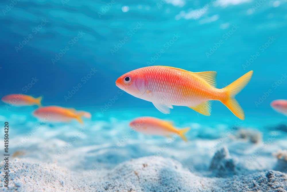 Fototapeta premium brightly colored fish swims elegantly in clear underwater scene