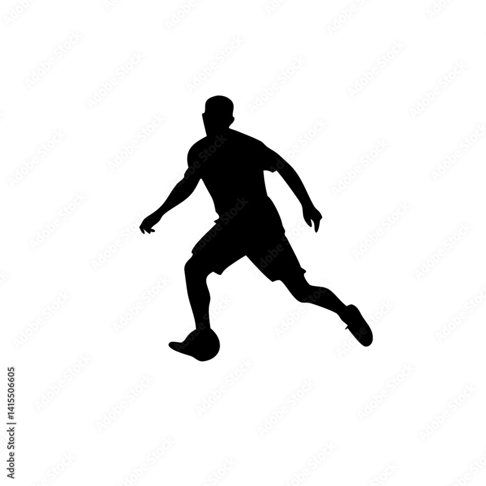 Soccer player silhouette on transparent background, running man silhouette Soccer player silhouette on transparent background, running man silhouette