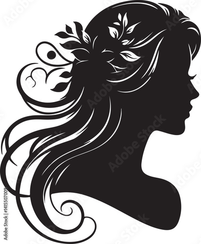 girl with long hair vector silhouette
