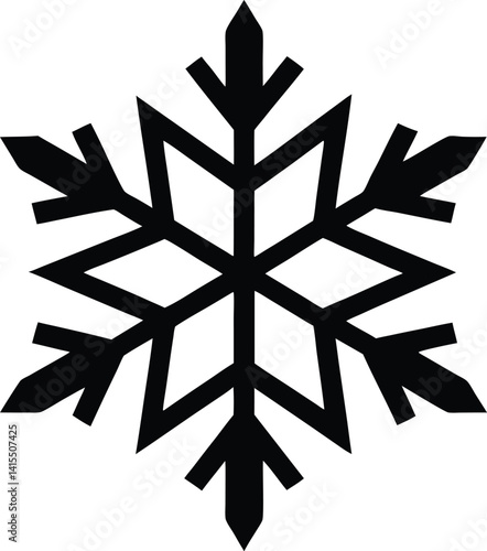 snowflake silhouette, snowflake icon vector design on white background  