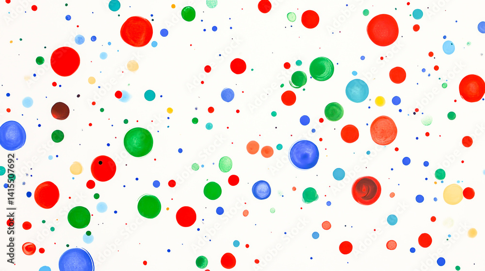 Red, green, and blue dots of various sizes scattered on a white background. Red, green, and blue dots of various sizes scattered on a white background.