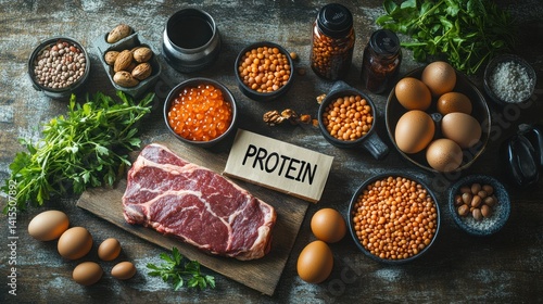Obraz na płótnie Protein-rich foods variety w salonie