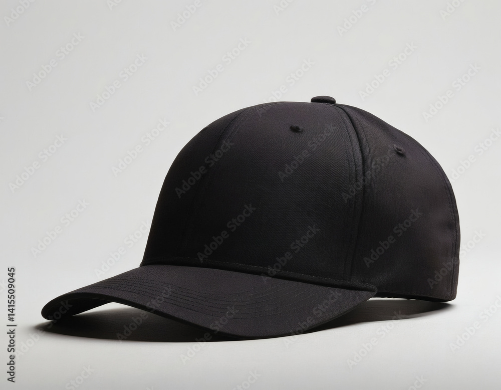 isolated studio shot of blank black cap mockup template on white background, empty space for logo or design, high-resolution for advertising and branding. isolated studio shot of blank black cap mockup template on white background, empty space for logo or design, high-resolution for advertising and branding.