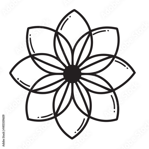 Black and white flower symmetry capturing decorative floral patterns and artistic visual appeal


