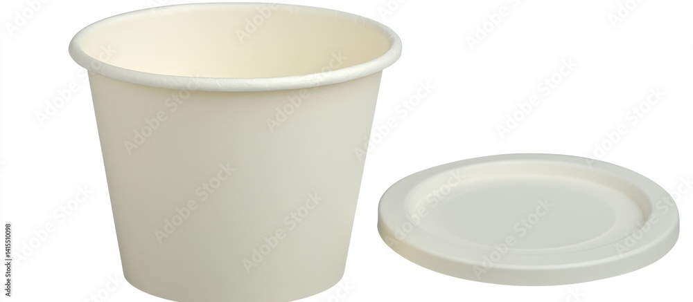 Disposable Paper Cup with Lid, Studio Shot, White Background, Food Service Disposable Paper Cup with Lid, Studio Shot, White Background, Food Service