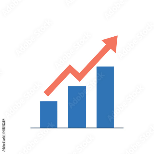 Growing blue bar chart with upward trending red arrow flat design business growth vector illustration Free Download Growing blue bar chart with upward trending red arrow flat design business growth vector illustration - GFXLoad