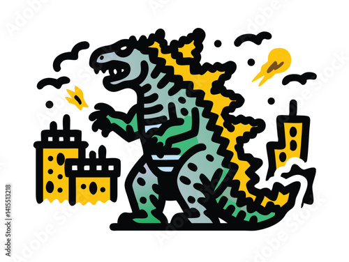 Seamless Kaiju Doodle Pattern – Hand-Drawn Monster Illustrations, Giant Creature Sketches, and Epic Kaiju Designs for Fantasy Artwork