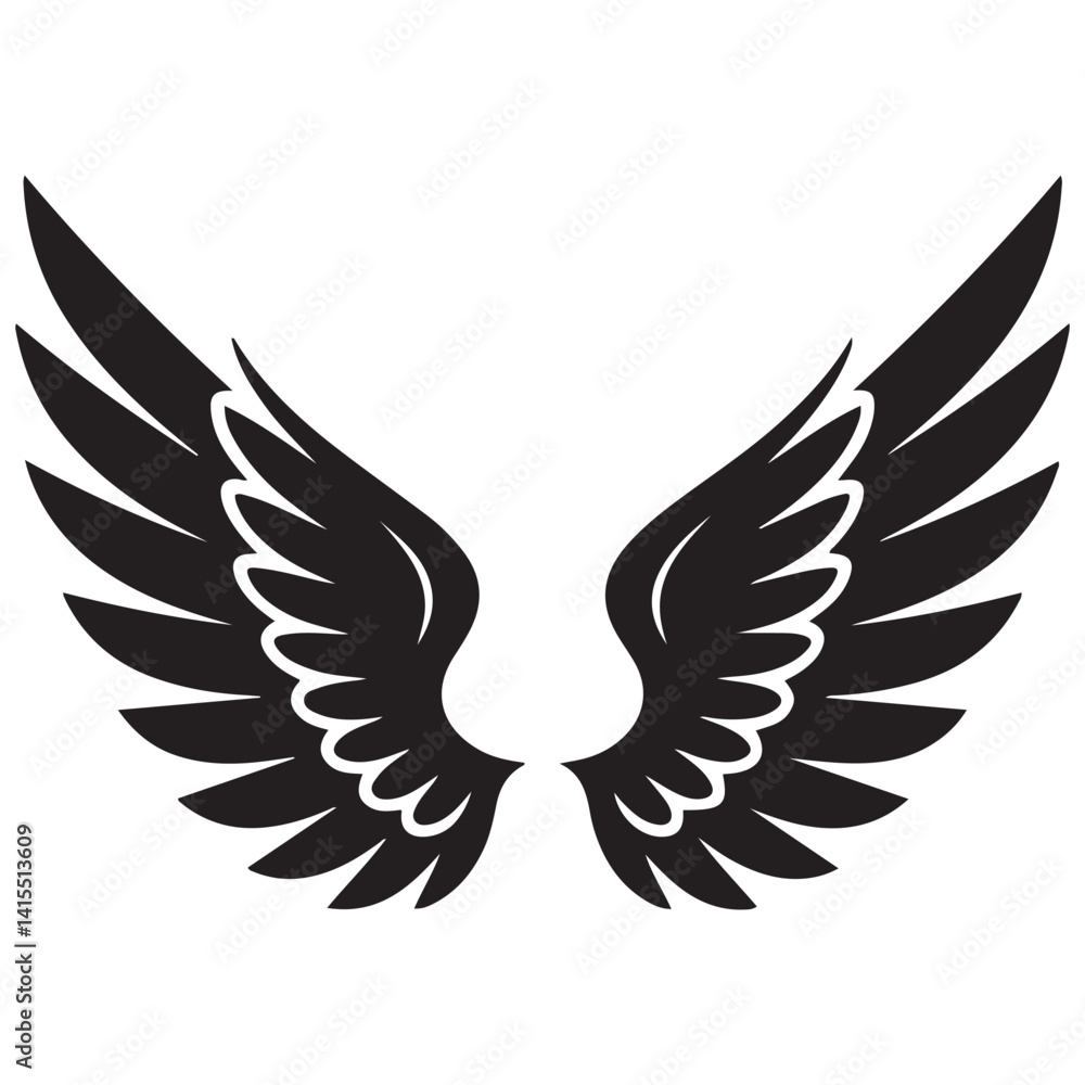 Fototapeta premium Wings tattoo Vector Black silhouettes. with white background