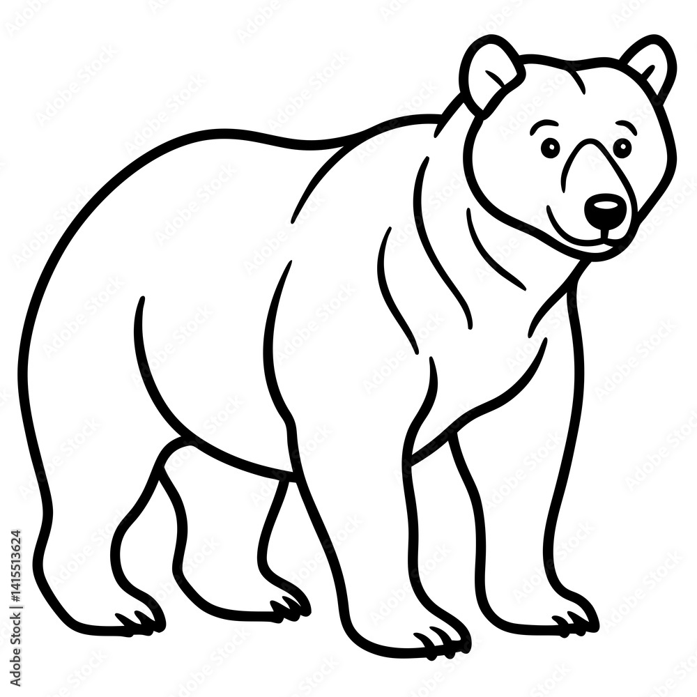 Elegant Bear Outline Illustration Elegant Bear Outline Illustration