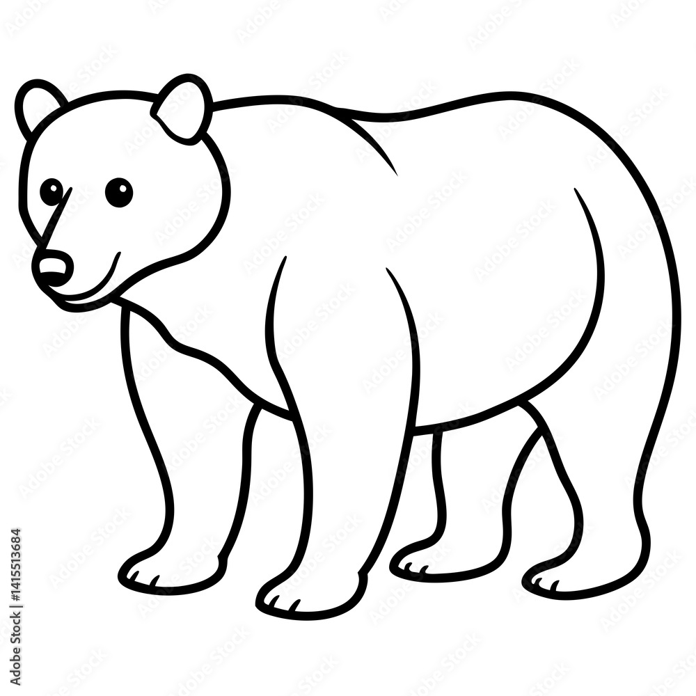 Fototapeta premium Elegant Bear Outline Illustration