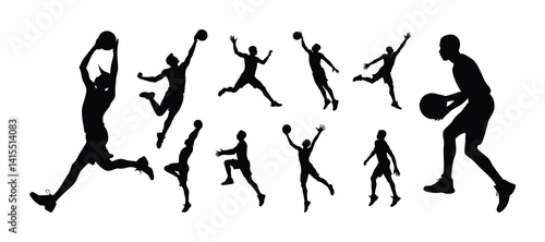 Wallpaper Mural set of basketball player silhouette. Torontodigital.ca