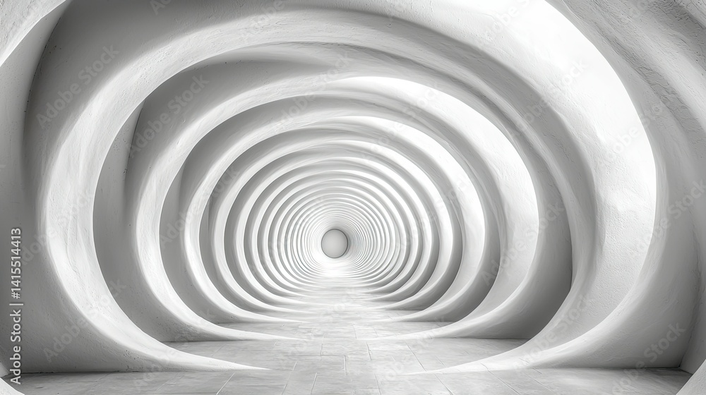 Obraz premium Abstract White Circular Tunnel Architecture Design