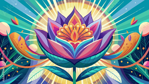 Enlightened Flora Philosophical Knowledge Flower Illustration in Pastel Bright Style
