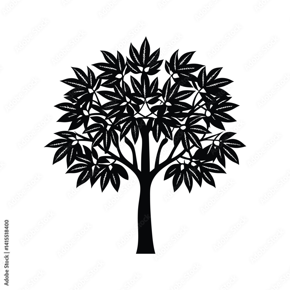 Obraz premium Avocado tree icon silhouette vector with white background