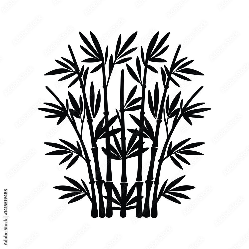 Obraz premium Bamboo forest icon silhouette vector with white background