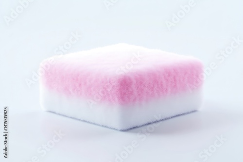 Soft, multi-colored, square sponge block.  Delicate pink and white layers create a visually appealing design