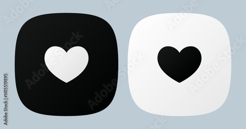 Black and white heart app icons. Love app icons