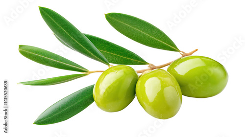 Wallpaper Mural Fresh Green Olives with Branch and Leaves, png element with transparency Torontodigital.ca