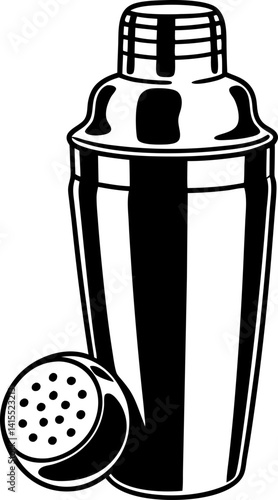 cocktail shaker illustration bar equipment icon with strainer for drink mixing