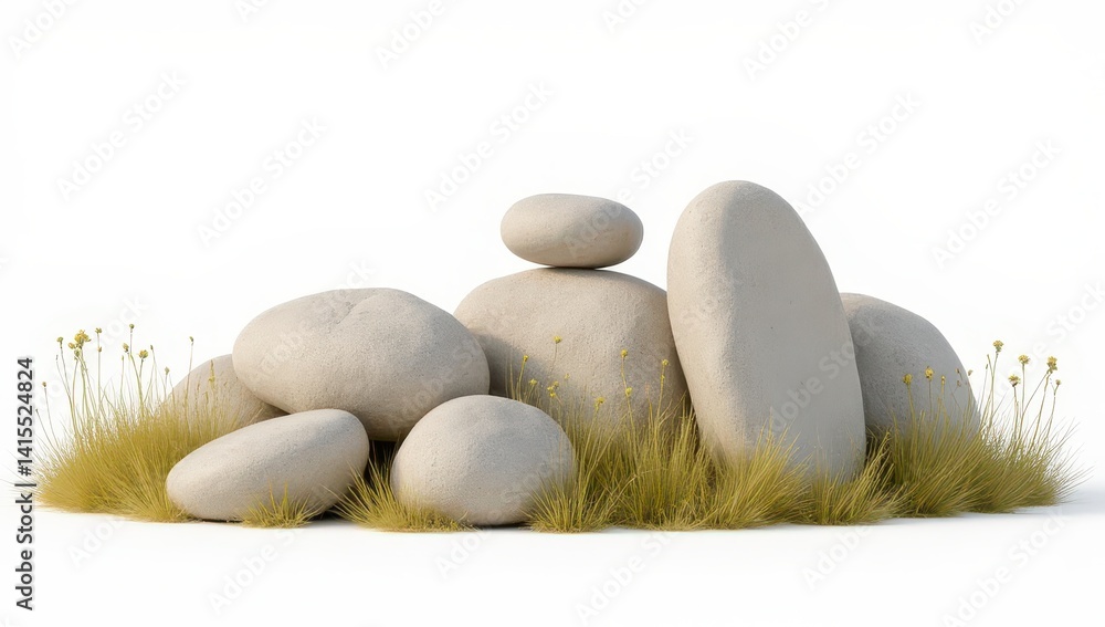 Serene Stones and Grass Arrangement