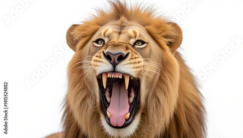 Obraz na płótnie Majestic Lion with Open Mouth, Roaring Close-Up w salonie