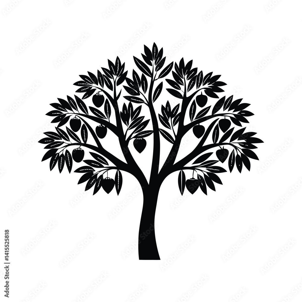 Obraz premium Lemon tree icon silhouette vector with white background