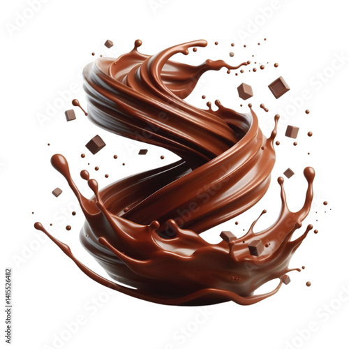 melted chocolate on white background