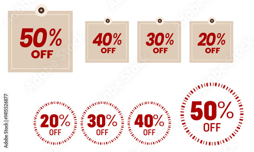 Sale offer modern style stickers, labels for Discount, sale vector ,Special offer discount label with different sale percentage. 20 30 40 50 off with transparent background ,sale offer, Special Offer