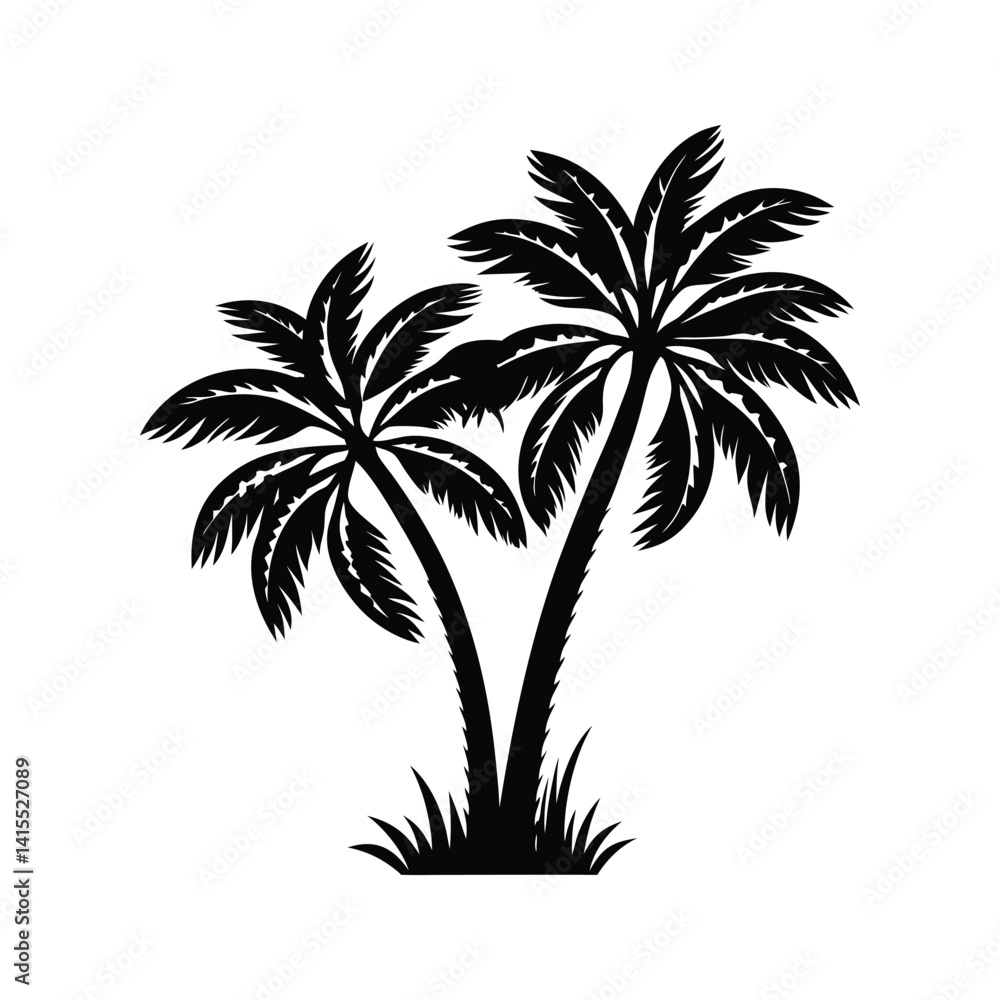 Fototapeta premium Palm tree icon silhouette vector with white background