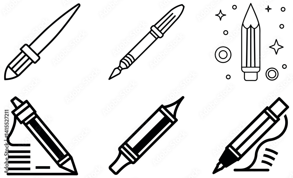 Obraz premium Vector Illustration of Various Writing Instruments