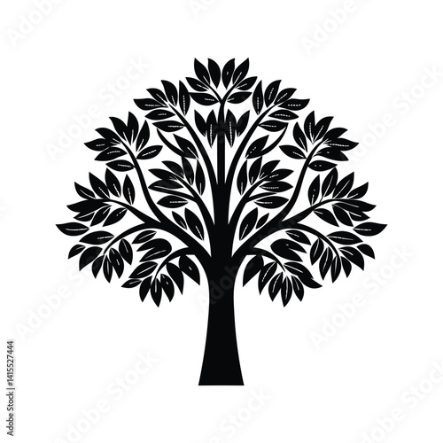 Plum tree icon silhouette vector with white background