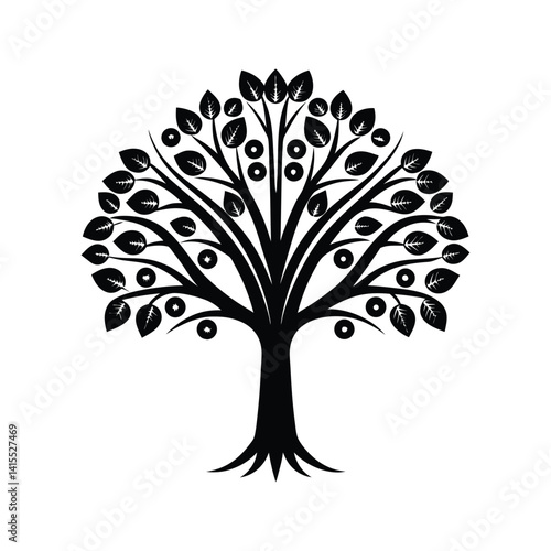 Plum tree icon silhouette vector with white background