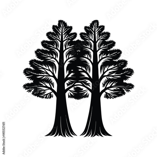 Redwood tree icon silhouette vector with white background
