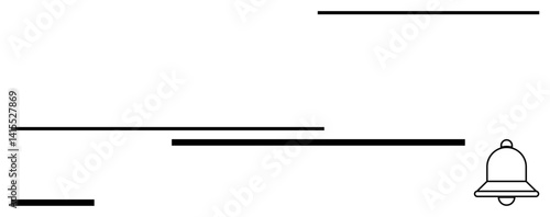 Notification bell with simple horizontal lines evokes clarity. Ideal for user interface, alerts, modern design concepts, notification systems, minimalism, communication, simple landing page