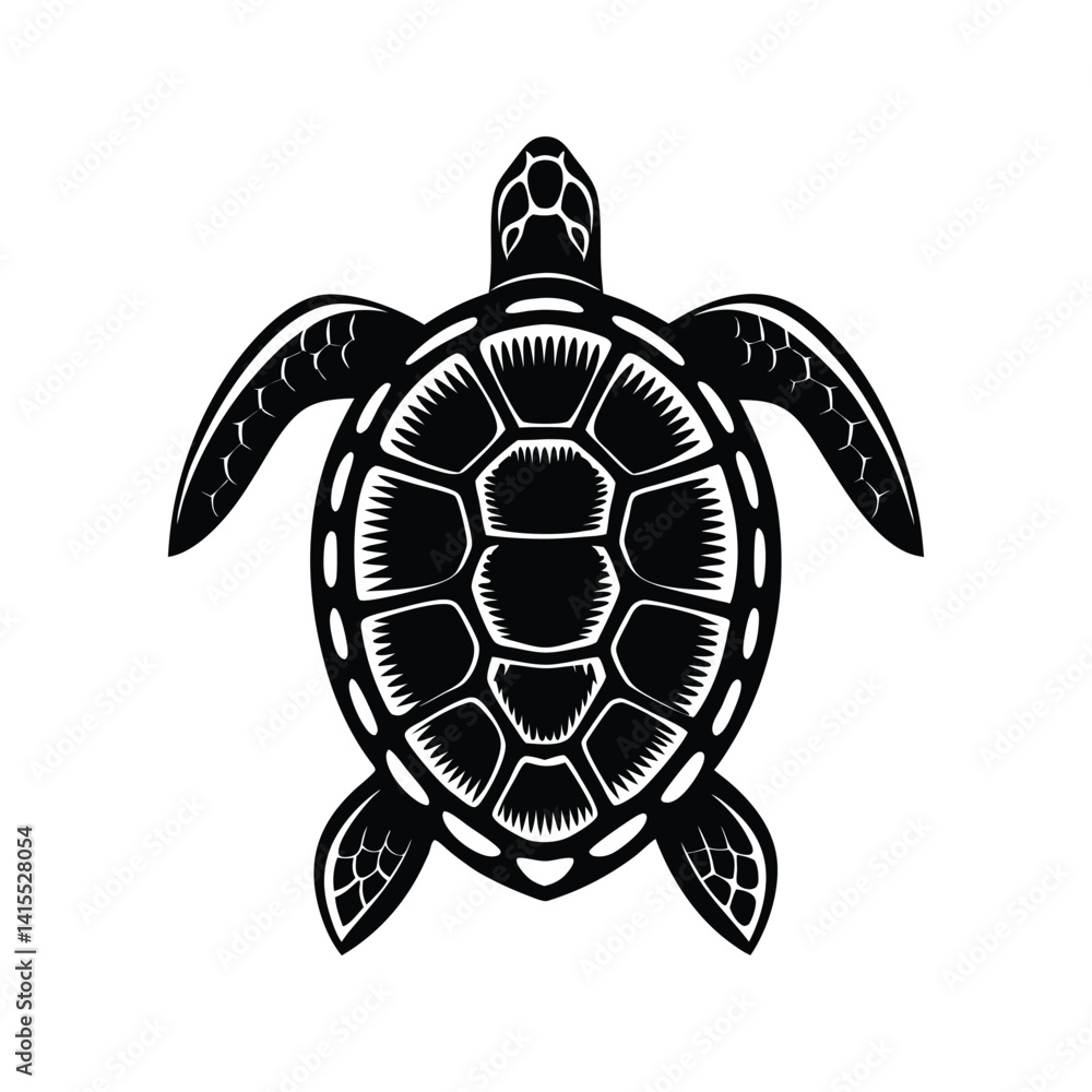 Fototapeta premium Sea turtle icon silhouette vector with white background