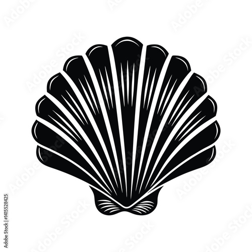Seashell icon silhouette vector with white background