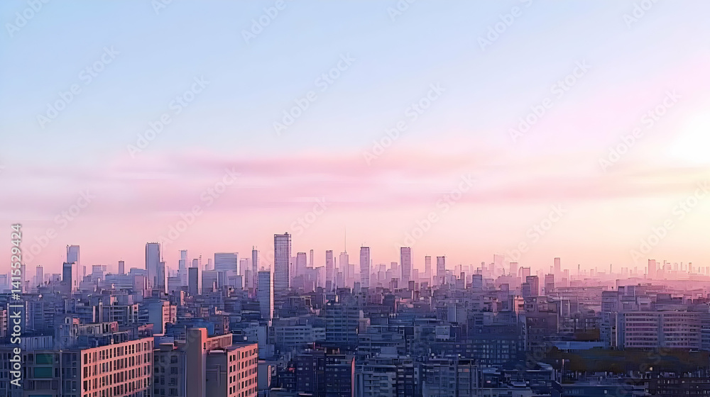 Fototapeta premium Aerial View Of Tokyo Skyline At Sunrise