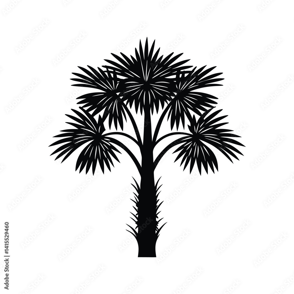 Fototapeta premium Traveler's palm tree icon silhouette vector with white background